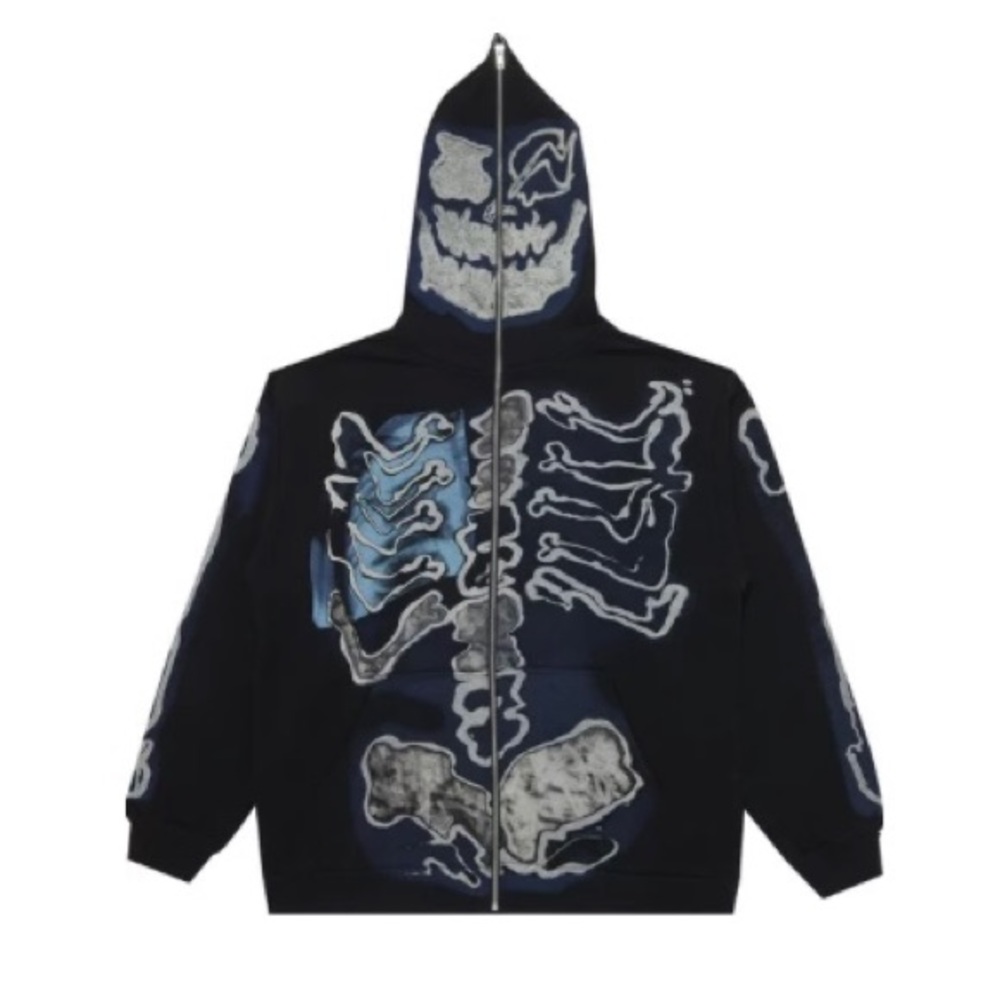 Cactus Jack by Travis Scott For Fragment Skeleton Graffiti Full Zip Hoodie Black